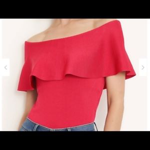 NWT Ann Taylor Off the Shoulder Ruffle Top